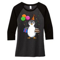 Penguin Birthday Penguin Birthday Party Penguin Theme Women's Tri-Blend 3/4-Sleeve Raglan Shirt