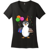 Penguin Birthday Penguin Birthday Party Penguin Theme Women's V-Neck T-Shirt