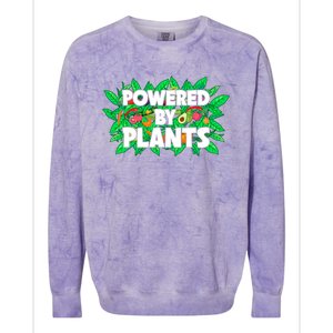 Powered By Plants Cute Gift Colorblast Crewneck Sweatshirt