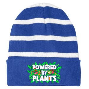 Powered By Plants Cute Gift Striped Beanie with Solid Band