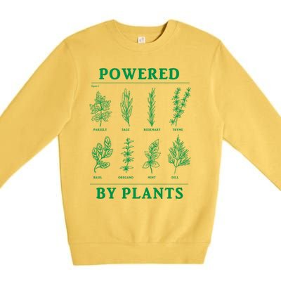 Powered By Plants Vegan Vegetarian Plantgiftbased Gift Premium Crewneck Sweatshirt