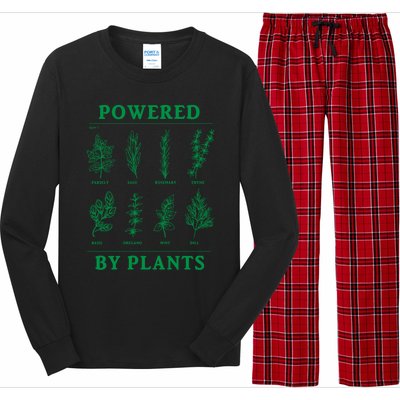 Powered By Plants Vegan Vegetarian Plantgiftbased Gift Long Sleeve Pajama Set