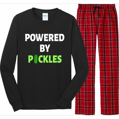 Powered By Pickles Funny Dill Pickle Lover Gift Veggie Food Gift Long Sleeve Pajama Set