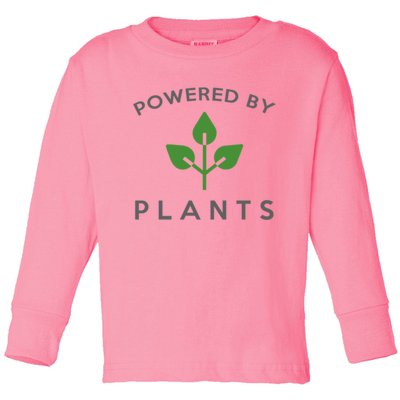 Powered By Plants Vegan Funny Slogan Gift Great Gift Toddler Long Sleeve Shirt