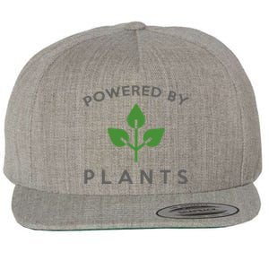 Powered By Plants Vegan Funny Slogan Gift Great Gift Wool Snapback Cap