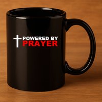 Powered By Prayer 11oz C Handle Ceramic Mug