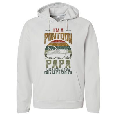 Pontoon Boat Papa Fathers Day Boating Captain Grandpa Performance Fleece Hoodie