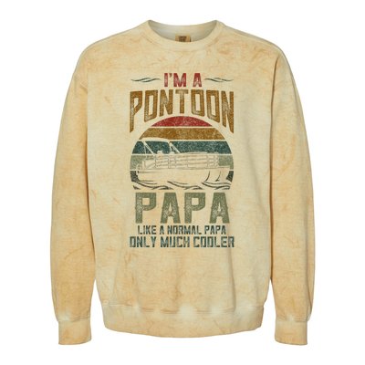 Pontoon Boat Papa Fathers Day Boating Captain Grandpa Colorblast Crewneck Sweatshirt