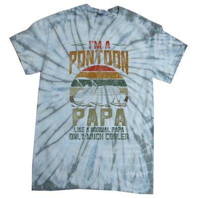 Pontoon Boat Papa Fathers Day Boating Captain Grandpa Tie-Dye T-Shirt