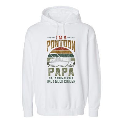 Pontoon Boat Papa Fathers Day Boating Captain Grandpa Garment-Dyed Fleece Hoodie