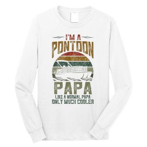 Pontoon Boat Papa Fathers Day Boating Captain Grandpa Long Sleeve Shirt