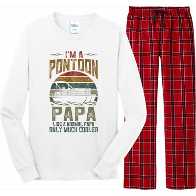 Pontoon Boat Papa Fathers Day Boating Captain Grandpa Long Sleeve Pajama Set