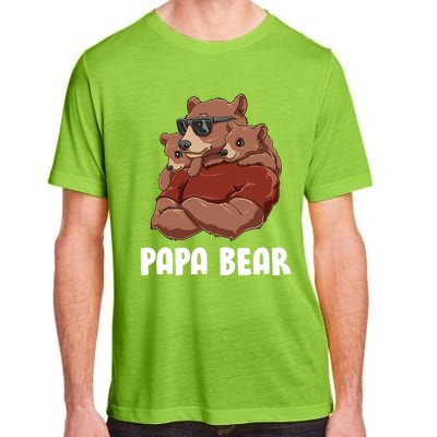 Papa Bear Papa Of Twins Siblings Daughter Son Papa Bear Gift Adult ChromaSoft Performance T-Shirt