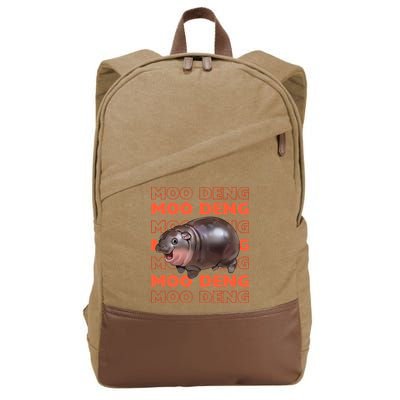 Pygmy Bouncy Pig In Thai Costume Moo Deng Cotton Canvas Backpack