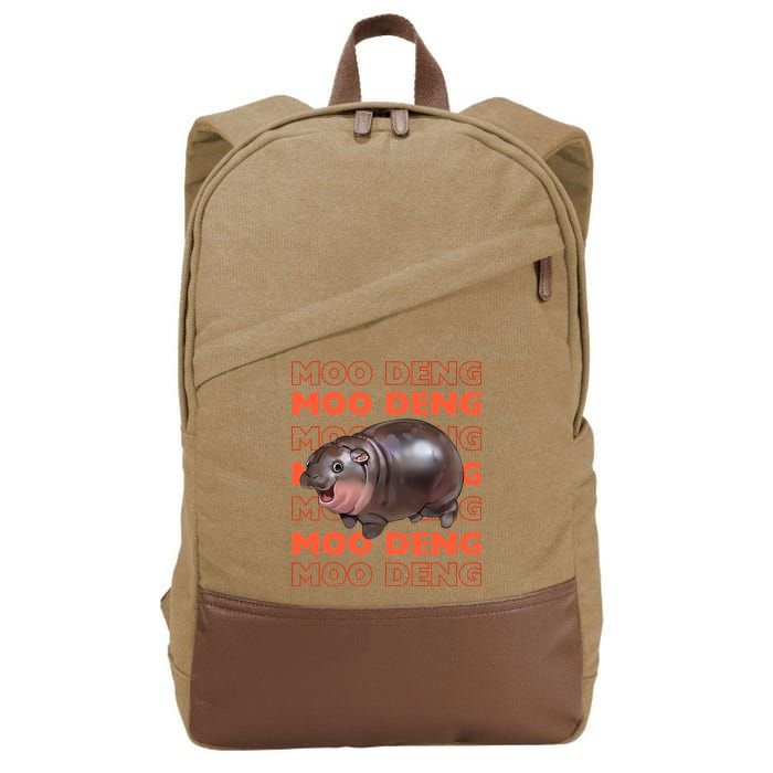 Pygmy Bouncy Pig In Thai Costume Moo Deng Cotton Canvas Backpack