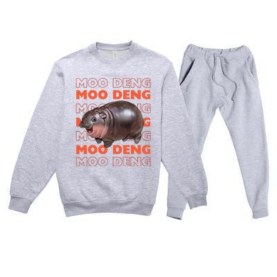 Pygmy Bouncy Pig In Thai Costume Moo Deng Premium Crewneck Sweatsuit Set