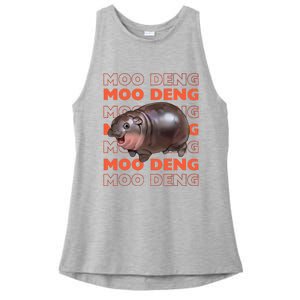 Pygmy Bouncy Pig In Thai Costume Moo Deng Ladies PosiCharge Tri-Blend Wicking Tank