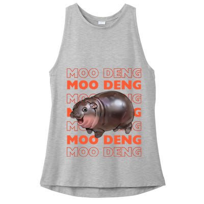 Pygmy Bouncy Pig In Thai Costume Moo Deng Ladies PosiCharge Tri-Blend Wicking Tank