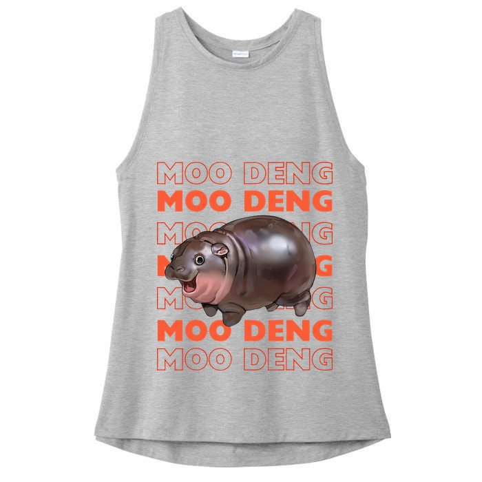 Pygmy Bouncy Pig In Thai Costume Moo Deng Ladies PosiCharge Tri-Blend Wicking Tank