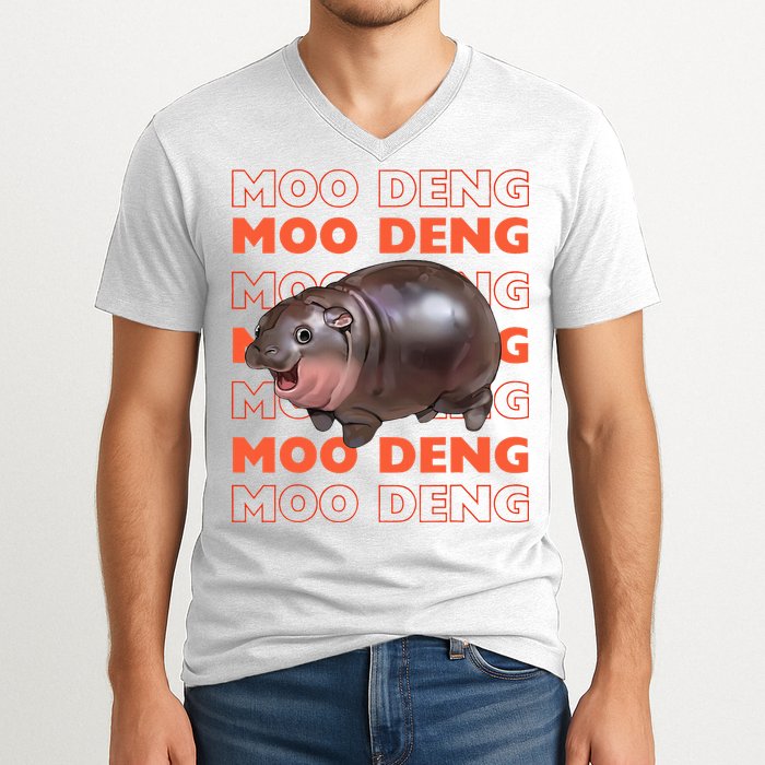Pygmy Bouncy Pig In Thai Costume Moo Deng V-Neck T-Shirt