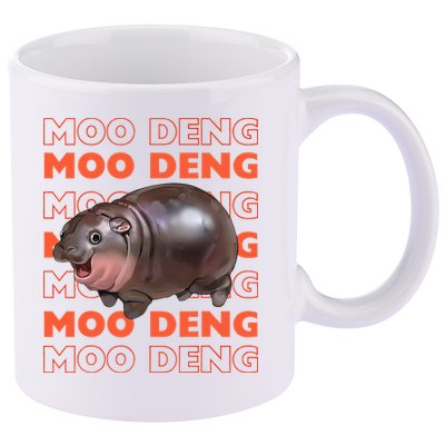 Pygmy Bouncy Pig In Thai Costume Moo Deng 11oz C Handle Ceramic Mug