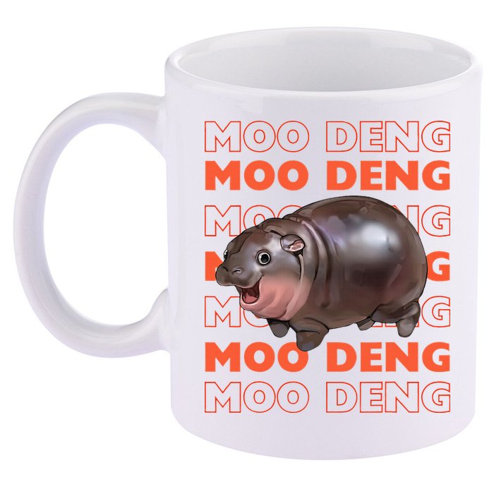 Pygmy Bouncy Pig In Thai Costume Moo Deng 11oz C Handle Ceramic Mug