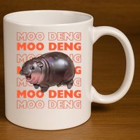 Pygmy Bouncy Pig In Thai Costume Moo Deng 11oz C Handle Ceramic Mug