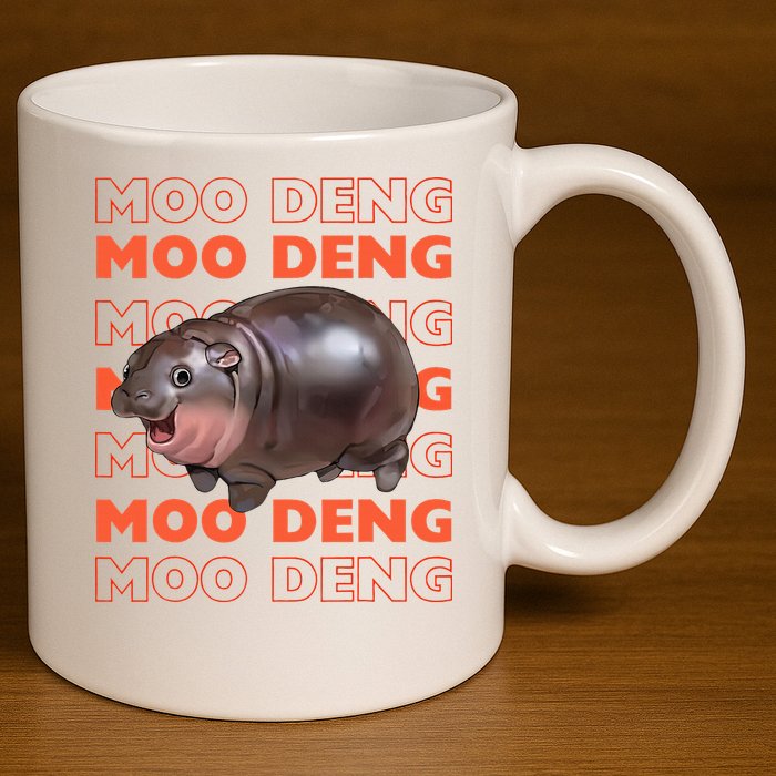Pygmy Bouncy Pig In Thai Costume Moo Deng 11oz C Handle Ceramic Mug