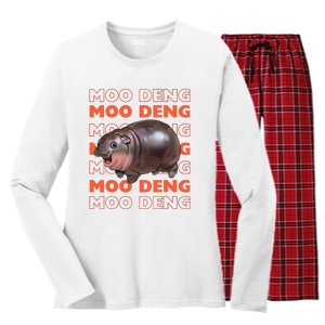 Pygmy Bouncy Pig In Thai Costume Moo Deng Women's Long Sleeve Flannel Pajama Set 