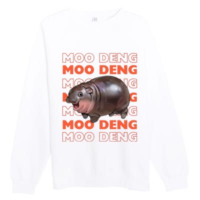 Pygmy Bouncy Pig In Thai Costume Moo Deng Premium Crewneck Sweatshirt