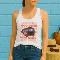 Pygmy Bouncy Pig In Thai Costume Moo Deng Womens Tank Top