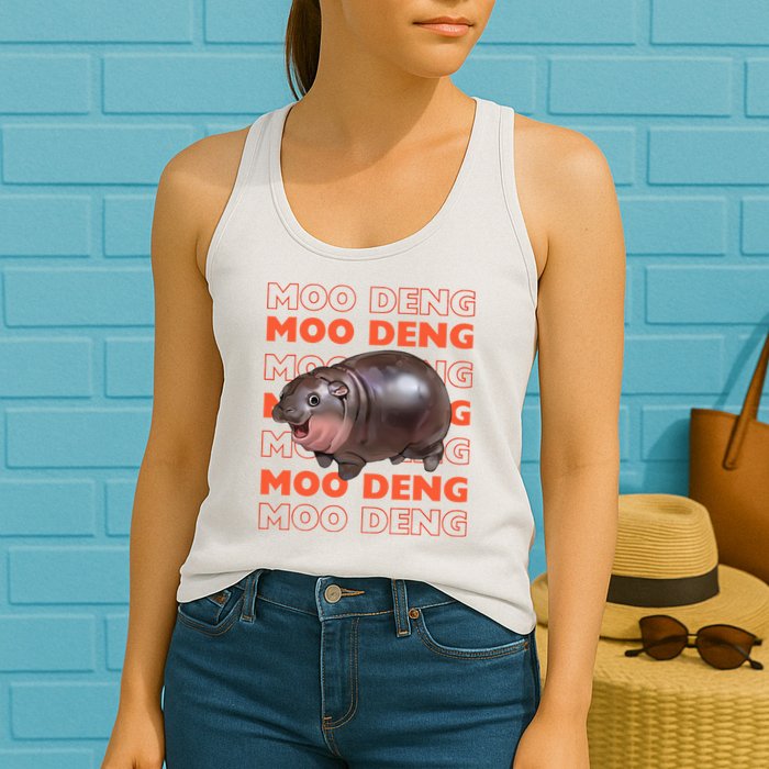 Pygmy Bouncy Pig In Thai Costume Moo Deng Womens Tank Top