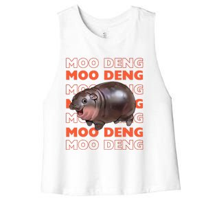 Pygmy Bouncy Pig In Thai Costume Moo Deng Women's Racerback Cropped Tank