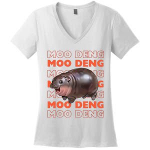 Pygmy Bouncy Pig In Thai Costume Moo Deng Women's V-Neck T-Shirt