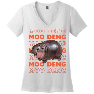 Pygmy Bouncy Pig In Thai Costume Moo Deng Women's V-Neck T-Shirt