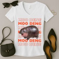 Pygmy Bouncy Pig In Thai Costume Moo Deng Women's V-Neck T-Shirt