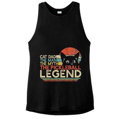Pickle Ball Player Cat Dad Man Myth Pickleball Legend Ladies PosiCharge Tri-Blend Wicking Tank