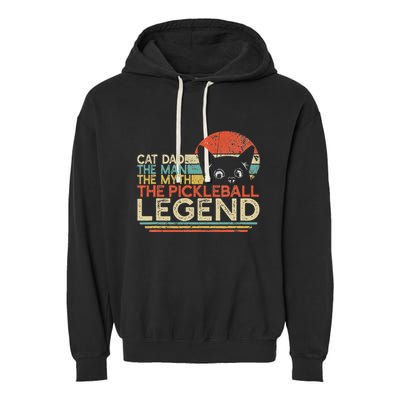 Pickle Ball Player Cat Dad Man Myth Pickleball Legend Garment-Dyed Fleece Hoodie