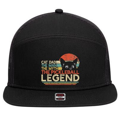 Pickle Ball Player Cat Dad Man Myth Pickleball Legend 7 Panel Mesh Trucker Snapback Hat