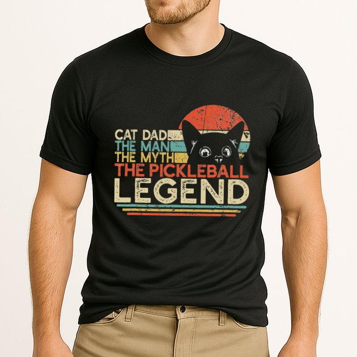 Pickle Ball Player Cat Dad Man Myth Pickleball Legend Performance Shirt