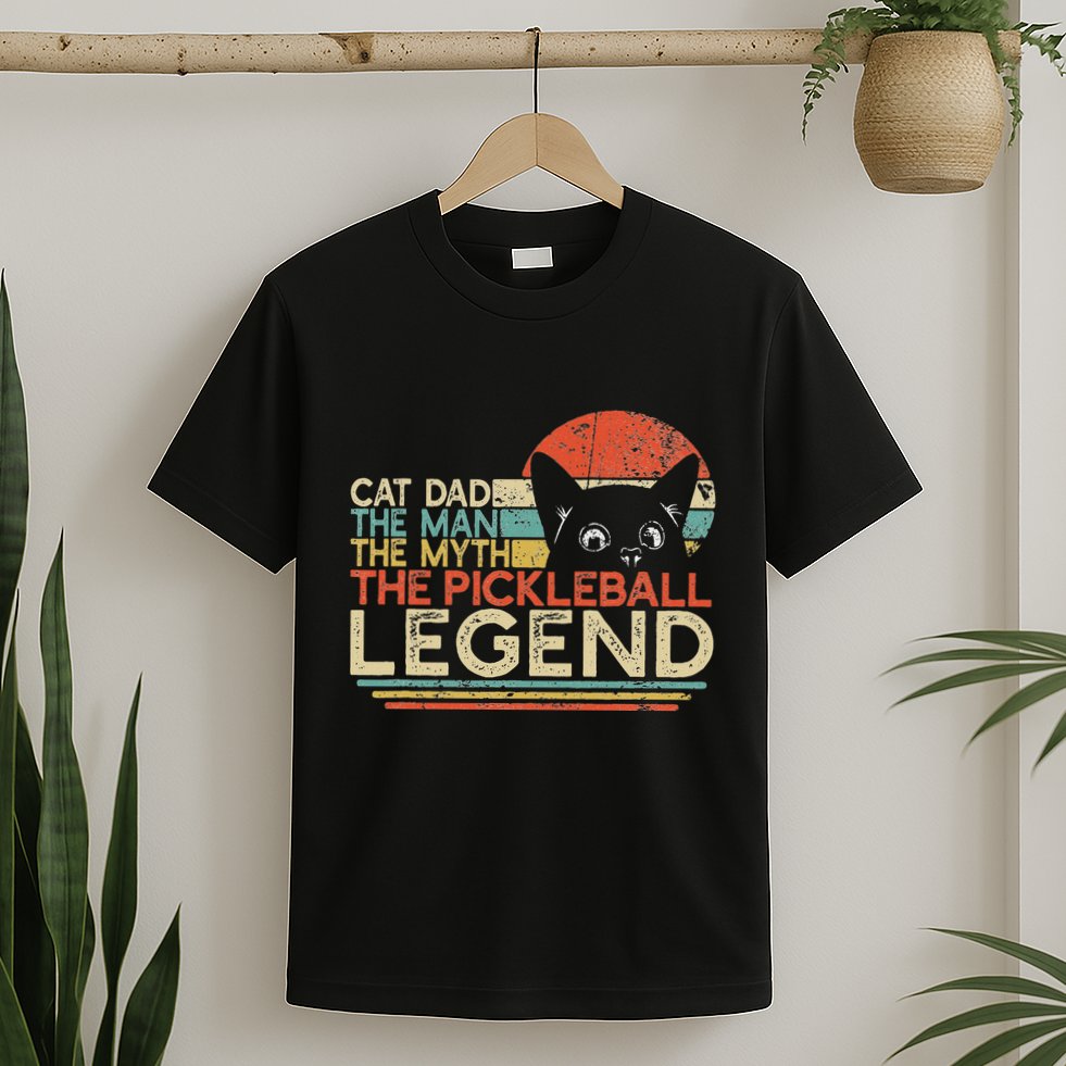 Pickle Ball Player Cat Dad Man Myth Pickleball Legend T-Shirt