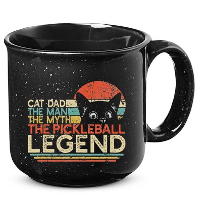 Pickle Ball Player Cat Dad Man Myth Pickleball Legend 15oz Campfire Ceramic Mug