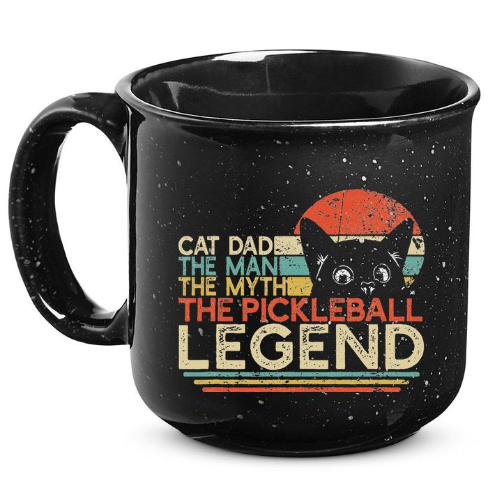 Pickle Ball Player Cat Dad Man Myth Pickleball Legend 15oz Campfire Ceramic Mug