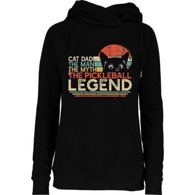 Pickle Ball Player Cat Dad Man Myth Pickleball Legend Womens Funnel Neck Pullover Hood