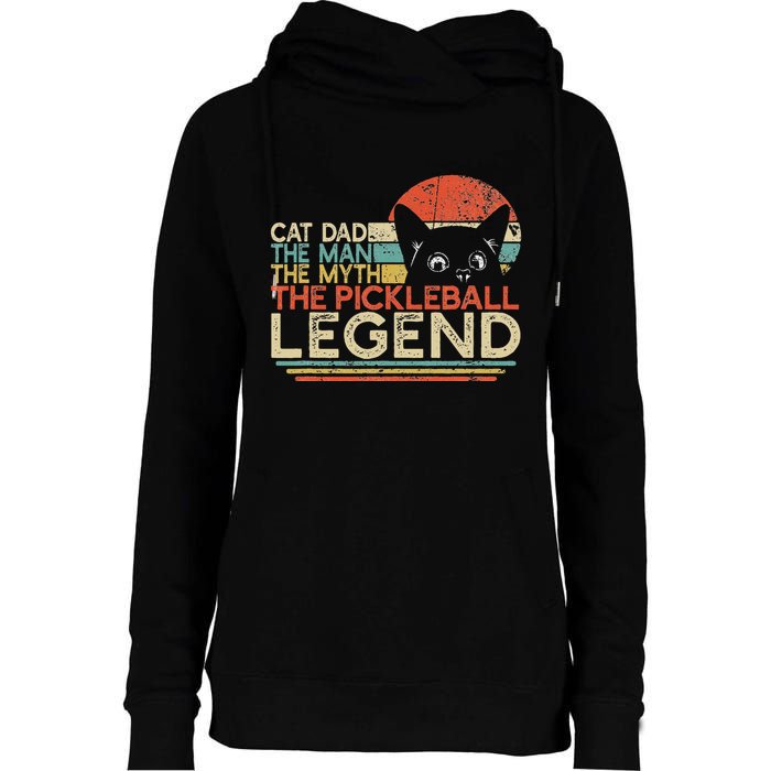 Pickle Ball Player Cat Dad Man Myth Pickleball Legend Womens Funnel Neck Pullover Hood