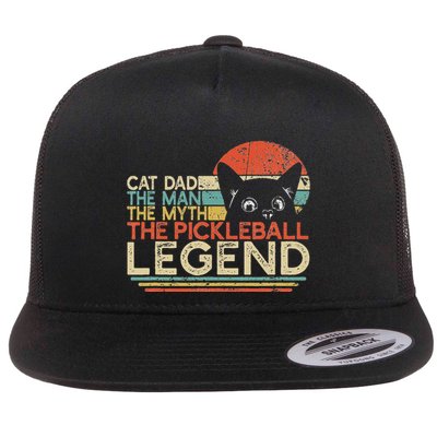 Pickle Ball Player Cat Dad Man Myth Pickleball Legend Flatbill Hat
