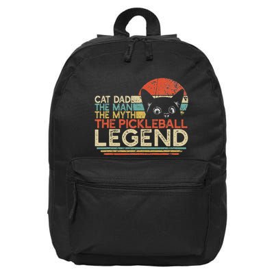 Pickle Ball Player Cat Dad Man Myth Pickleball Legend 16 in Basic Backpack