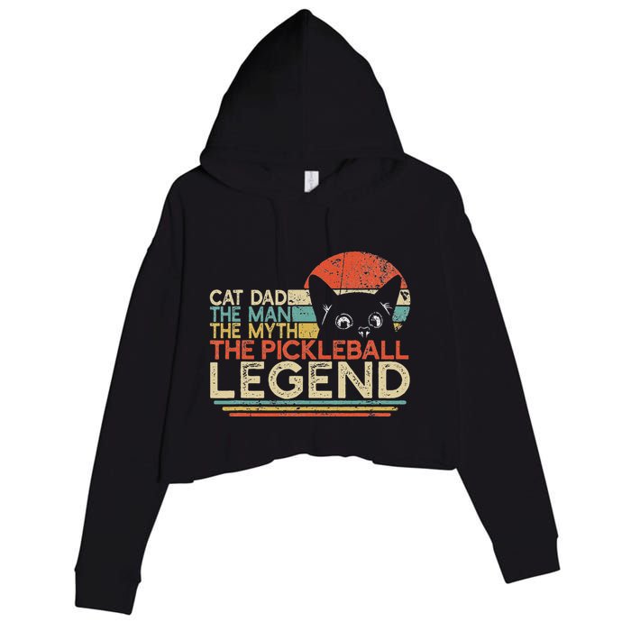 Pickle Ball Player Cat Dad Man Myth Pickleball Legend Crop Fleece Hoodie