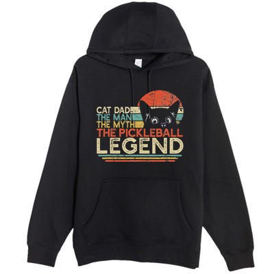 Pickle Ball Player Cat Dad Man Myth Pickleball Legend Premium Pullover Hoodie