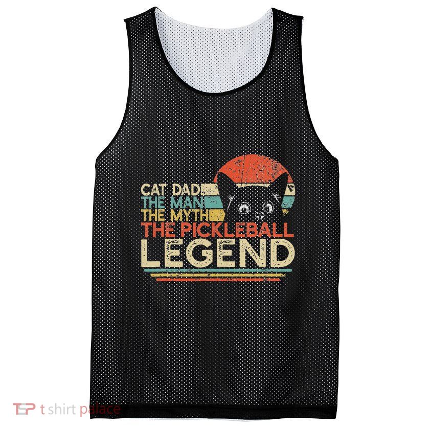 Pickle Ball Player Cat Dad Man Myth Pickleball Legend Mesh Reversible Basketball Jersey Tank